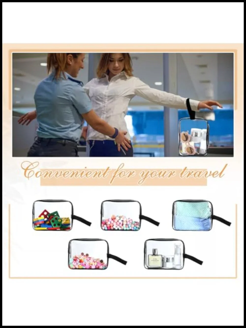 50 Pack Clear PVC Toiletry Bags with Handle TSA Approved Cosmetic Travel Pouch